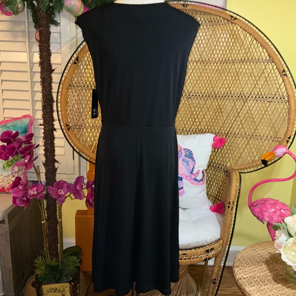 AGB NWT Dress Faux Wrap Black Size L - Picture 9 of 15
